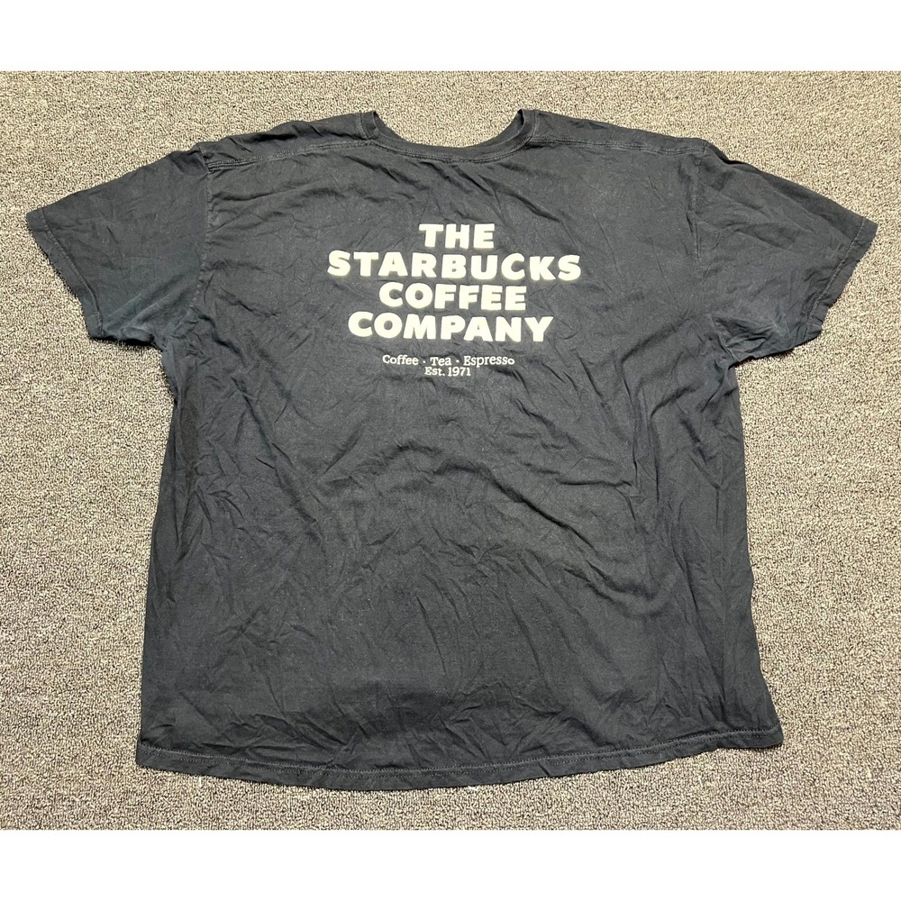 Starbucks Coffee Company T-Shirt Mens 2XL Black Graphic Everyday Wear Minimalist